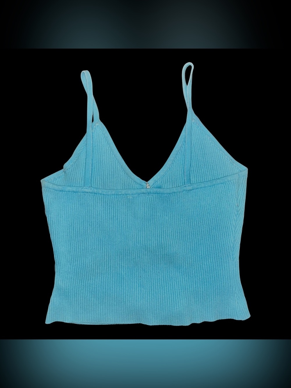 Y2K Rhinestone Safety Pin Blue Ribbed Cami - Picture 5 of 5